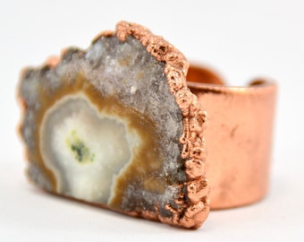 Chunky Amethyst Ring | Amethyst Stalactite Ring | Raw Amethyst Copper Ring | February Birthstone | Size 8 1/4 | Electroformed Statement Ring