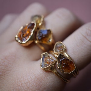 Gold Citrine Ring | Rough Stone Ring | Gold November Birthstone | Raw Citrine Ring | Birthstone Ring | Electroformed Ring | Citrine Ring