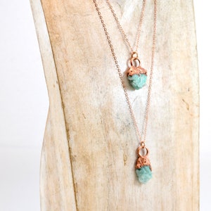 Raw Emerald Crystal Necklace | Rose Gold and Copper Emerald Necklace | May Birthstone Necklace | Rough Emerald Necklace | Emerald Jewelry