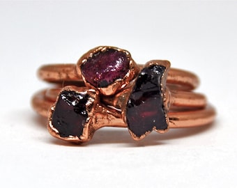 Raw Copper Garnet Ring: January Birthstone Ring