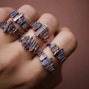 Multi-Stone Kyanite Ring | Kyanite Copper Ring | Copper Blue Kyanite Ring | Goddess Ring | Bohemian Stone Ring | Raw Stone Ring
