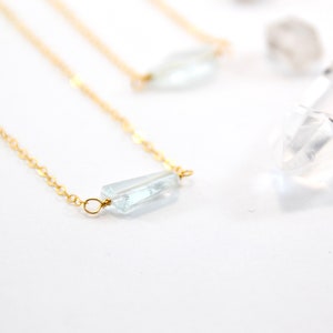 14K Gold Filled Aquamarine Necklace: Natural March Birthstone