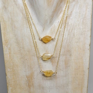 Raw Citrine Necklace: 14k Gold Filled, November Birthstone