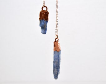 Raw Blue Kyanite Necklace | Kyanite Stone Necklace | Copper Electroformed Pendant | Blue Kyanite | Rough Gemstone Necklace | Kyanite