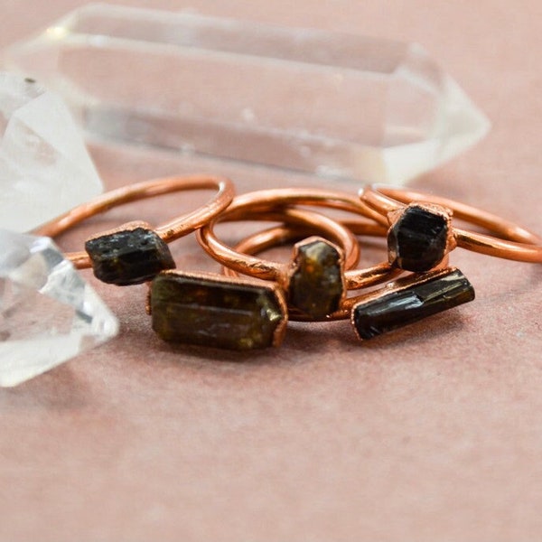 Raw Brown Tourmaline Stone Ring || Raw Dravite Ring || Tourmaline Ring || Electroformed Ring | Natural Tourmaline Ring | Copper Crystal Ring