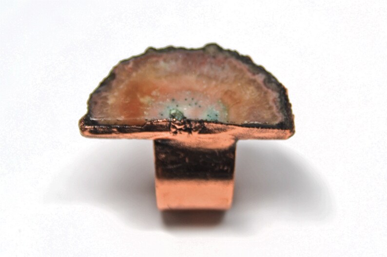 Copper Electroformed Jewelry Raw Geode Slice Raw Geode Ring Crystal Healing Electroformed Amethyst Druzy Ring Electroformed Ring