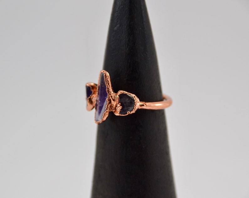 Amethyst Multi-stone Ring Amethyst Ring Stacking Ring February Birthstone Aquarius Copper Crystal Ring Amethyst image 6