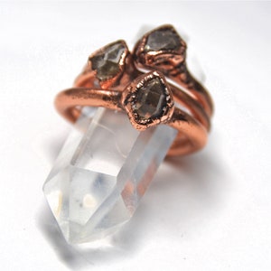 Herkimer Diamond Ring | Raw Diamond Ring | Stacking Ring | Stackable Ring | April Birthstone Ring | Birthstone Jewelry | Electroformed