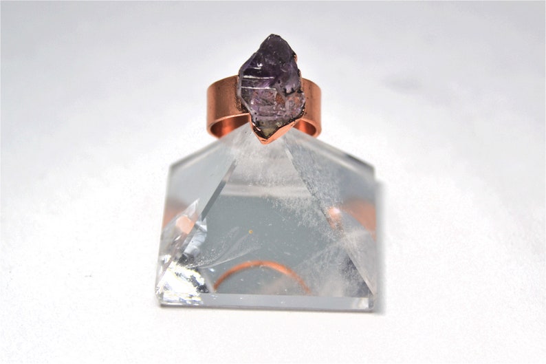 Raw Amethyst Jewelry Raw Amethyst Statement Ring Electroformed Copper Jewelry Rustic Birthstone Jewelry February Birthstone Ring