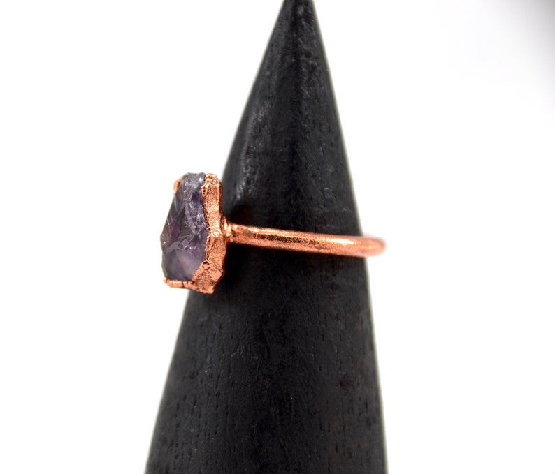 Rough Amethyst Stone Ring Purple Crystal Ring Size 7 1/2 February Birthstone Aquarius Copper Raw Amethyst Ring image 5