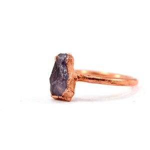 Rough Amethyst Stone Ring Purple Crystal Ring Size 7 1/2 February Birthstone Aquarius Copper Raw Amethyst Ring image 2