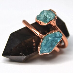 Raw Blue Apatite Ring Blue Apatite Ring Gemstone Ring Rough Crystal Ring Raw Stone Ring Raw Crystal Ring Bohemian Style Ring image 5