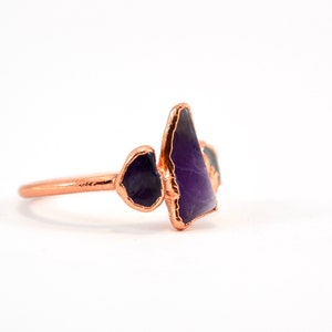 Amethyst Multi-stone Ring Amethyst Ring Stacking Ring February Birthstone Aquarius Copper Crystal Ring Amethyst image 3