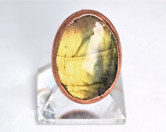 Large Flashy Labradorite Statement Ring | Copper Labradorite Ring | Cocktail Statement Ring | Electroformed | Crystal Ring