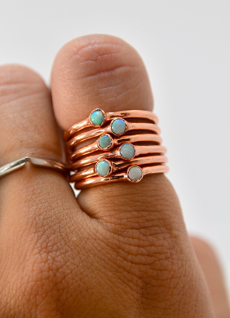Minimal Ring Dainty Opal Ring| Opal Raw Stone October Birthstone Jewelry October Birthstone Ring Opal Stacking Ring Opal Ring