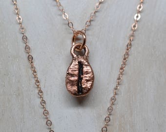 Copper Coffee Bean Necklace | Coffee Lover | Necklace| Coffee Lover | Coffee Bean Necklace| Coffee | Real CoffeeBean Jewelry | Electroformed