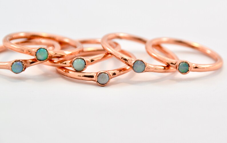 Minimal Ring Dainty Opal Ring| Opal Raw Stone October Birthstone Jewelry October Birthstone Ring Opal Stacking Ring Opal Ring
