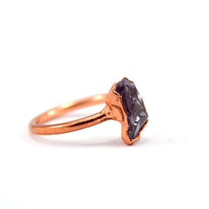 Rough Amethyst Stone Ring Purple Crystal Ring Size 7 1/2 February Birthstone Aquarius Copper Raw Amethyst Ring image 3