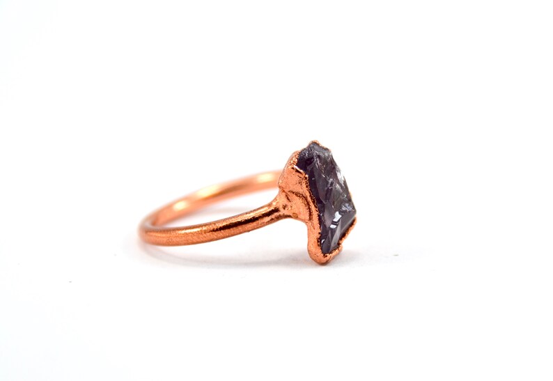 Rough Amethyst Stone Ring Purple Crystal Ring Size 7 1/2 February Birthstone Aquarius Copper Raw Amethyst Ring image 3