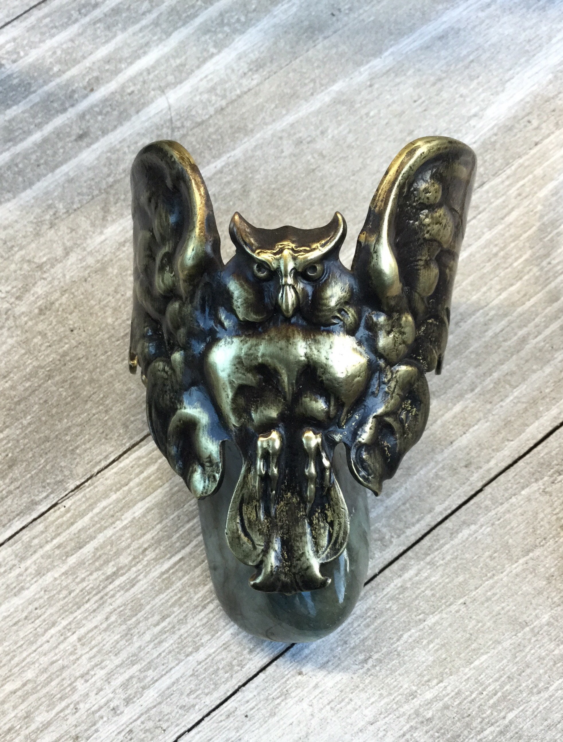 Patina Brass Owl Cuff Bracelet: Animal Jewelry