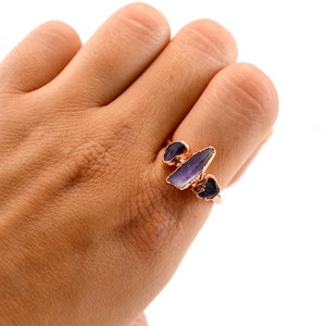 Amethyst Multi-stone Ring Amethyst Ring Stacking Ring February Birthstone Aquarius Copper Crystal Ring Amethyst image 9