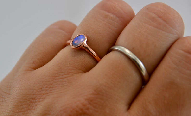 Opal Ring Size 5 1/4 Opal Raw Stone Minimal Ring October Birthstone Ring Birthstone Jewelry Dainty Ring Minimal Ring October image 10