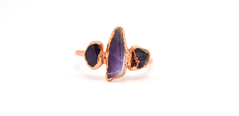 Amethyst Multi-stone Ring Amethyst Ring Stacking Ring February Birthstone Aquarius Copper Crystal Ring Amethyst image 1