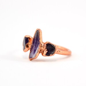 Amethyst Multi-stone Ring Amethyst Ring Stacking Ring February Birthstone Aquarius Copper Crystal Ring Amethyst image 2