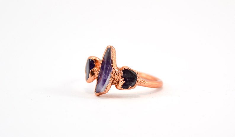 Amethyst Multi-stone Ring Amethyst Ring Stacking Ring February Birthstone Aquarius Copper Crystal Ring Amethyst image 2