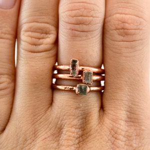 Copper Aquamarine Crystal Ring Size 6 Raw Aquamarine Ring March Birthstone Rough Aquamarine Raw Stone Ring image 7