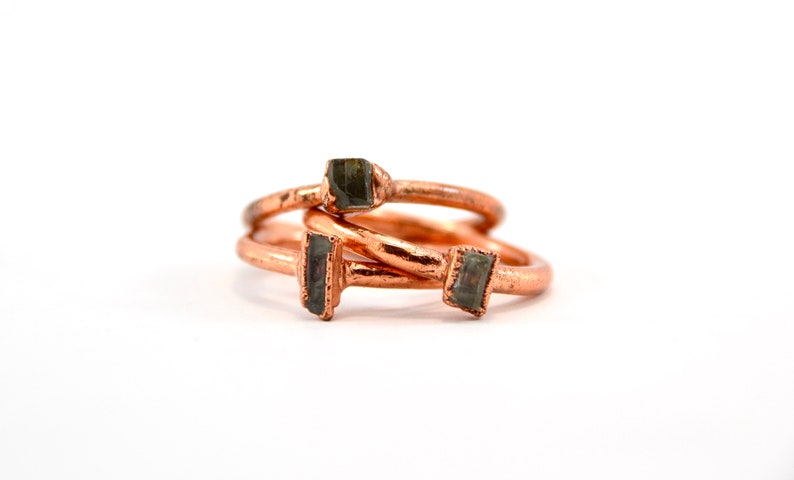Copper Aquamarine Crystal Ring Size 6 Raw Aquamarine Ring March Birthstone Rough Aquamarine Raw Stone Ring image 3