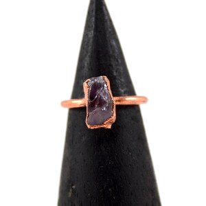 Rough Amethyst Stone Ring Purple Crystal Ring Size 7 1/2 February Birthstone Aquarius Copper Raw Amethyst Ring image 4