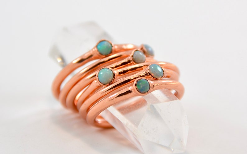 Minimal Ring Dainty Opal Ring| Opal Raw Stone October Birthstone Jewelry October Birthstone Ring Opal Stacking Ring Opal Ring