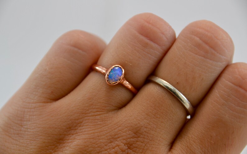 Opal Ring Size 5 1/4 Opal Raw Stone Minimal Ring October Birthstone Ring Birthstone Jewelry Dainty Ring Minimal Ring October image 9