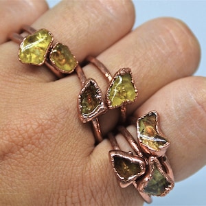 Raw Amber Copper Ring: Electroformed Stacking Jewelry