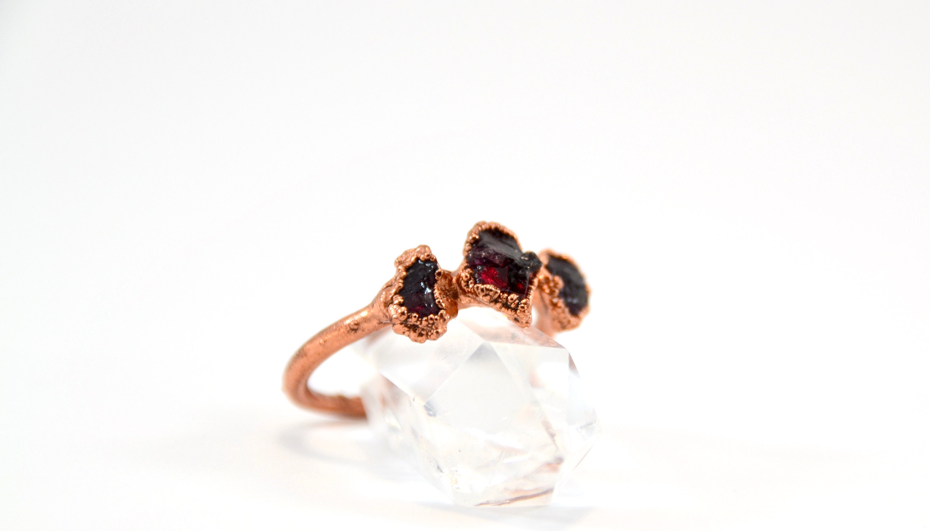 Multi-Stone Red Garnet Ring Size 8 1/4 Raw Garnet Gemstone | Etsy