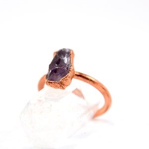 Rough Amethyst Stone Ring Purple Crystal Ring Size 7 1/2 February Birthstone Aquarius Copper Raw Amethyst Ring image 7