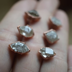Herkimer Diamond Studs | Copper Diamond Earrings | Minimalist April Birthstone | Herkimer Diamond Earrings | Raw Stud Earrings | Raw Diamond