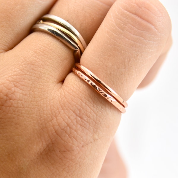 Copper Stacking Ring | Hammered Band Ring | Minimalist Jewelry | Stacking Rings | Pure Copper Ring | Copper Band