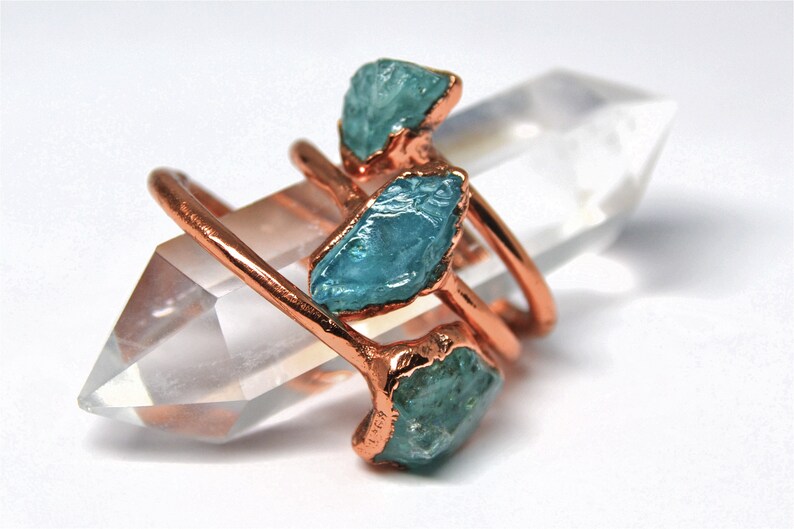 Raw Blue Apatite Ring Blue Apatite Ring Gemstone Ring Rough Crystal Ring Raw Stone Ring Raw Crystal Ring Bohemian Style Ring image 7