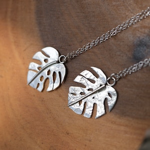 Sterling Monstera Necklace || Monstera Deliciosa Leaf Necklace || Monstera Necklace | House Plant Necklace || Palm Leaf || 925 Silver