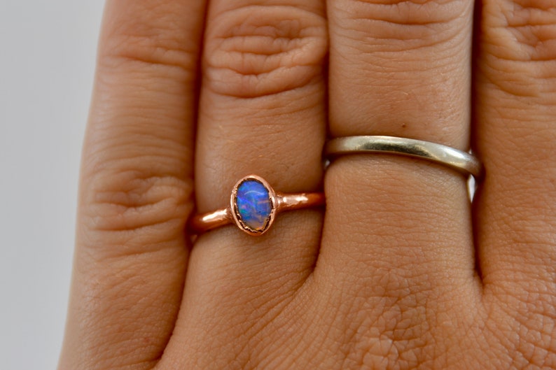 Opal Ring Size 5 1/4 Opal Raw Stone Minimal Ring October Birthstone Ring Birthstone Jewelry Dainty Ring Minimal Ring October image 8
