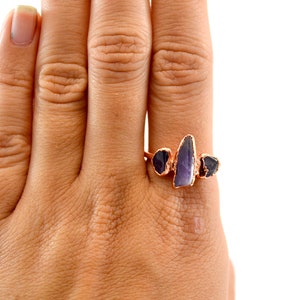 Amethyst Multi-stone Ring Amethyst Ring Stacking Ring February Birthstone Aquarius Copper Crystal Ring Amethyst image 10