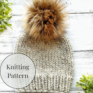 KNITTING PATTERN - Chunky Knit Beanie - Beginner Knitting Pattern - Knit Beanie Pattern - Ellikin Knits