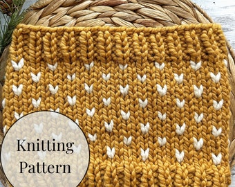 KNITTING PATTERN - Little Hearts Cowl - Beginner Knitting Pattern - Ellikin Knits