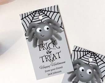 EDITABLE Halloween Gift Tags, Labels for Favors Bags, Treat Bag Labels, Halloween Party thank you Tags, Edit on CORJL.com Instant Download.