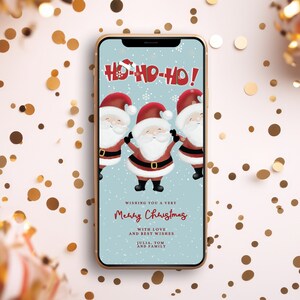 Cartão de Natal digital EDITÁVEL, cartão eletrônico de férias do Papai Noel Sem cartão com foto, Cartão eletrônico de texto de Natal, Editar em CORJL, download INSTANTÂNEO