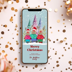 EDITIERBARE Rentier-Weihnachtskarte, elektronische Feiertagskarte, keine digitale Fotokarte, Text E-Card Weihnachten, Bearbeitung auf CORJL, SOFORT-Download