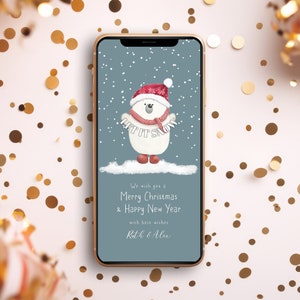 Elektronische Weihnachtskarte, Eisbär, Let it Snow! Urlaub E-Card, digitale Weihnachtskarte, Personalisieren und Bearbeiten auf CORJL, SOFORTiger Download