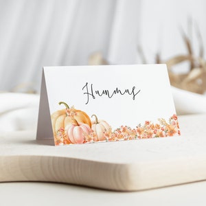 EDITABLE Buffet Food Tent, Pumpkin Baby Shower Food Label Signs, Seating Place Cards for baby shower, CORJL.com Instant Download P004